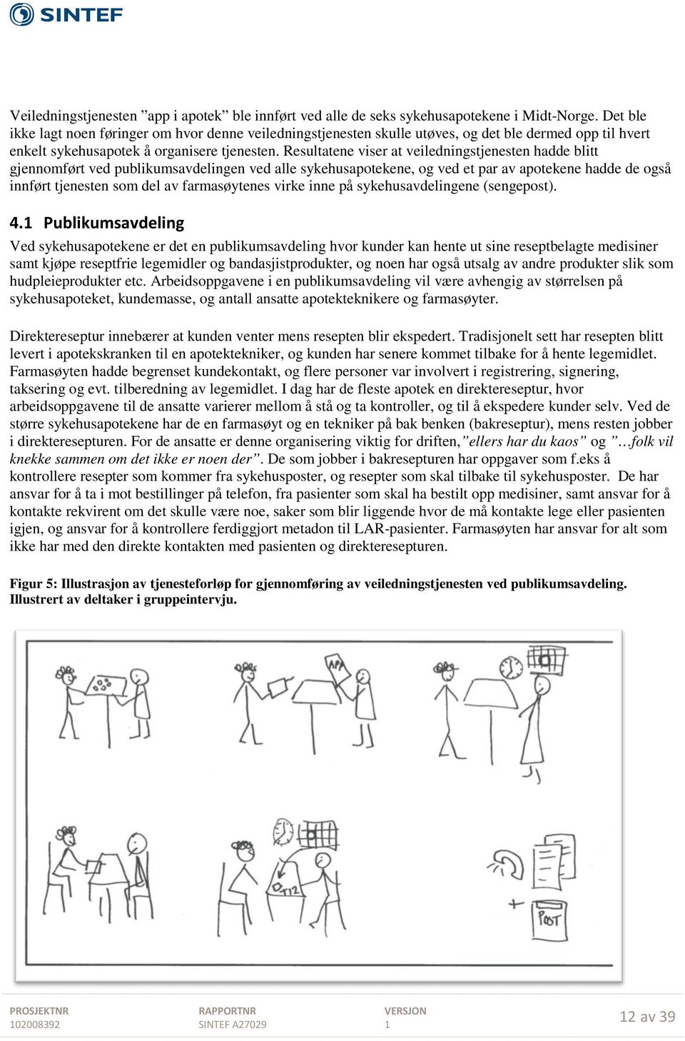 Resultatene viser at veiledningstjenesten hadde blitt gjennomført ved publikumsavdelingen ved alle sykehusapotekene, og ved et par av apotekene hadde de også innført tjenesten som del av