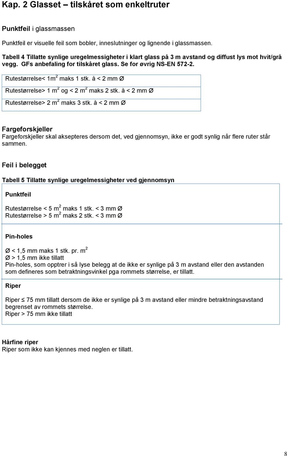 à < 2 mm Ø Rutestørrelse> 1 m 2 og < 2 m 2 maks 2 stk. à < 2 mm Ø Rutestørrelse> 2 m 2 maks 3 stk.