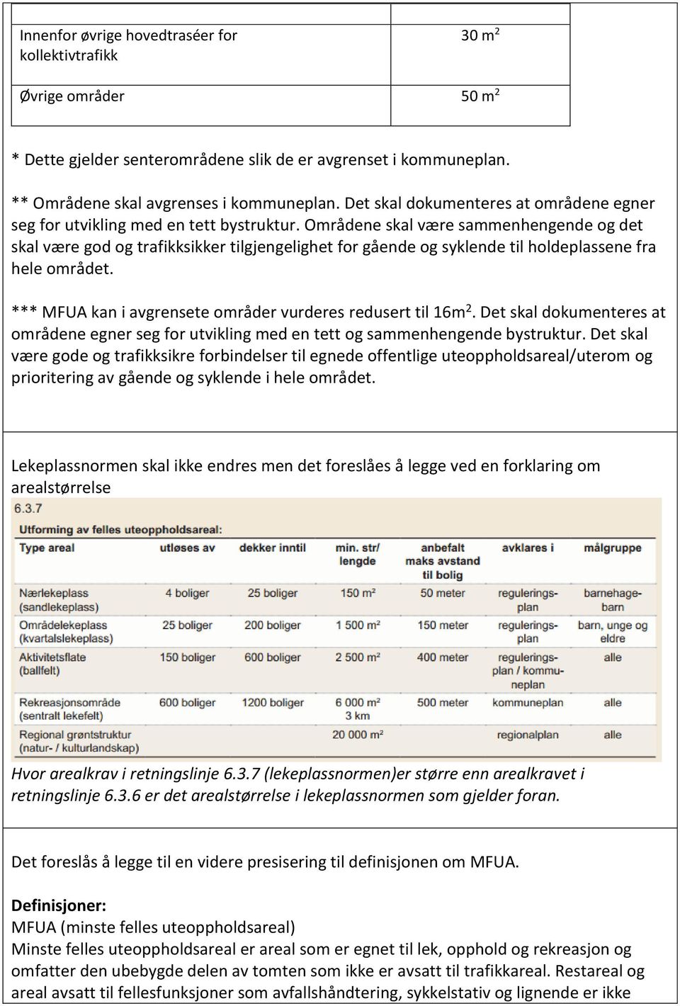 Områdene skal være sammenhengende og det skal være god og trafikksikker tilgjengelighet for gående og syklende til holdeplassene fra hele området.