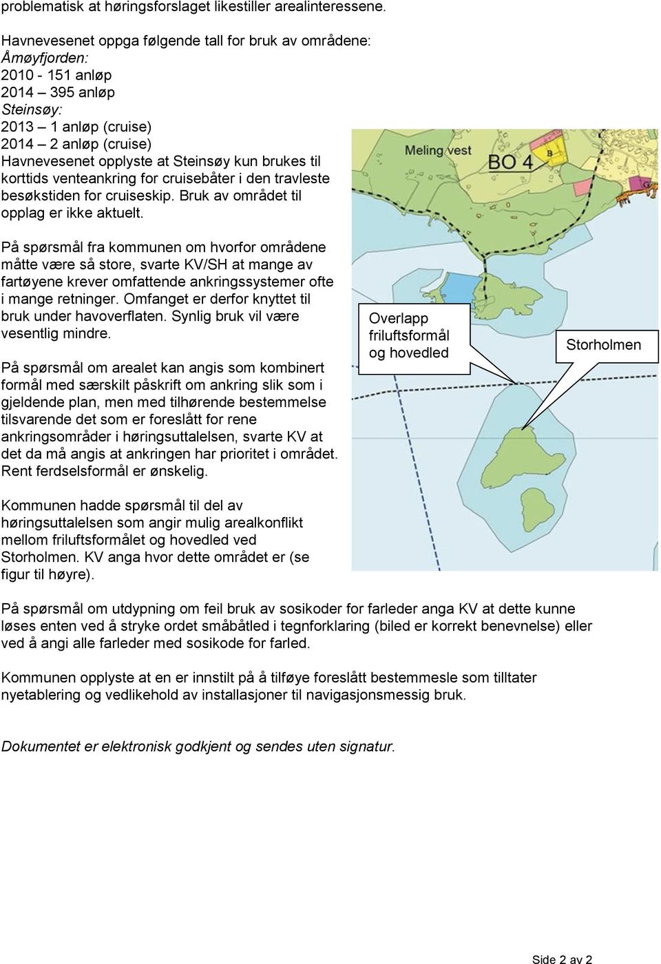 til korttids venteankring for cruisebåter i den travleste besøkstiden for cruiseskip. Bruk av området til opplag er ikke aktuelt.