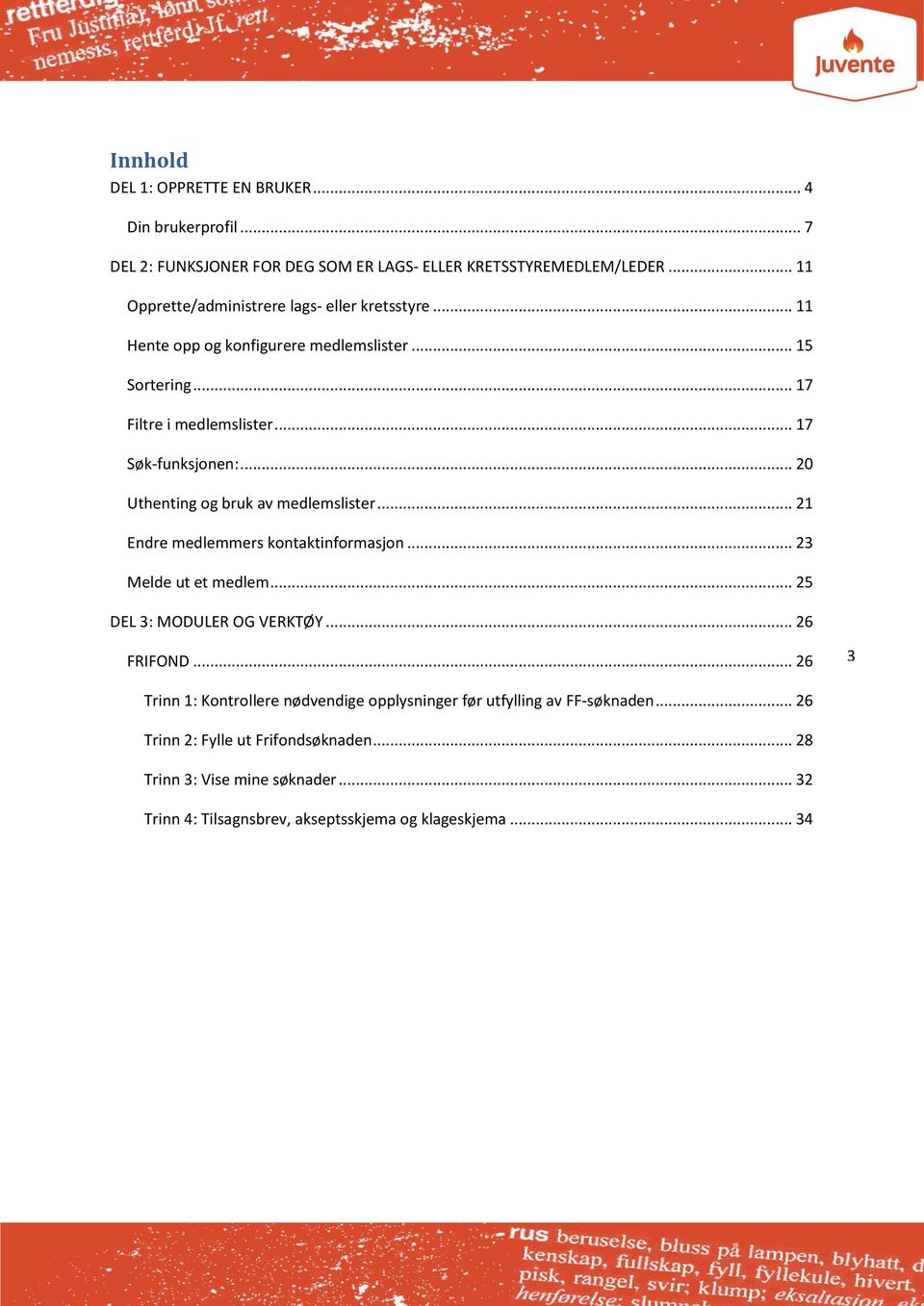 .. 20 Uthenting og bruk av medlemslister... 21 Endre medlemmers kontaktinformasjon... 23 Melde ut et medlem... 25 DEL 3: MODULER OG VERKTØY... 26 FRIFOND.