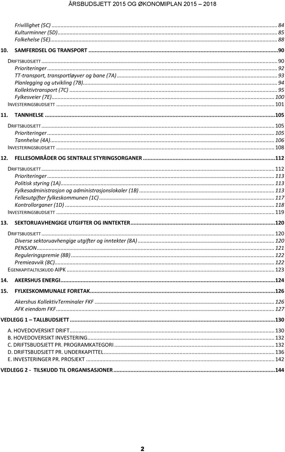 .. 105 Tannhelse (4A)... 106 INVESTERINGSBUDSJETT... 108 12. FELLESOMRÅDER OG SENTRALE STYRINGSORGANER... 112 DRIFTSBUDSJETT... 112 Prioriteringer... 113 Politisk styring (1A).