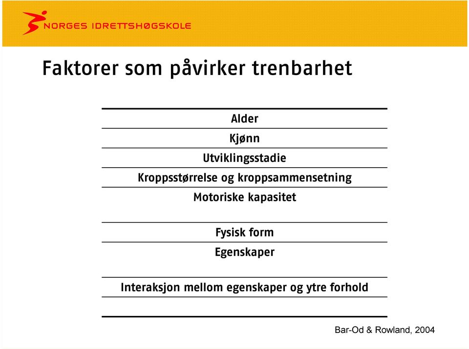 kroppsammensetning Motoriske kapasitet Fysisk form