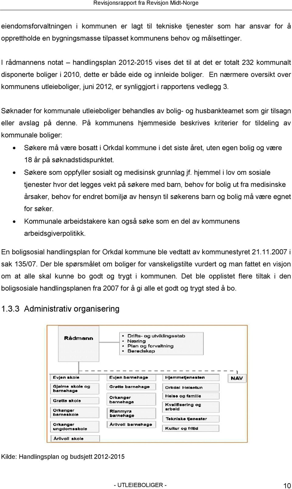 En nærmere oversikt over kommunens utleieboliger, juni 2012, er synliggjort i rapportens vedlegg 3.