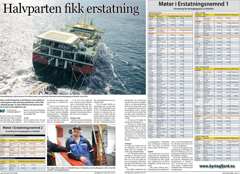 Trond Antonsen trond@kystogfjord.no Dersom fiskere blir forhindret under fiske som følge av petroleumsvirksomhet, er det anledning til å søke erstatning for utapt fortjeneste.