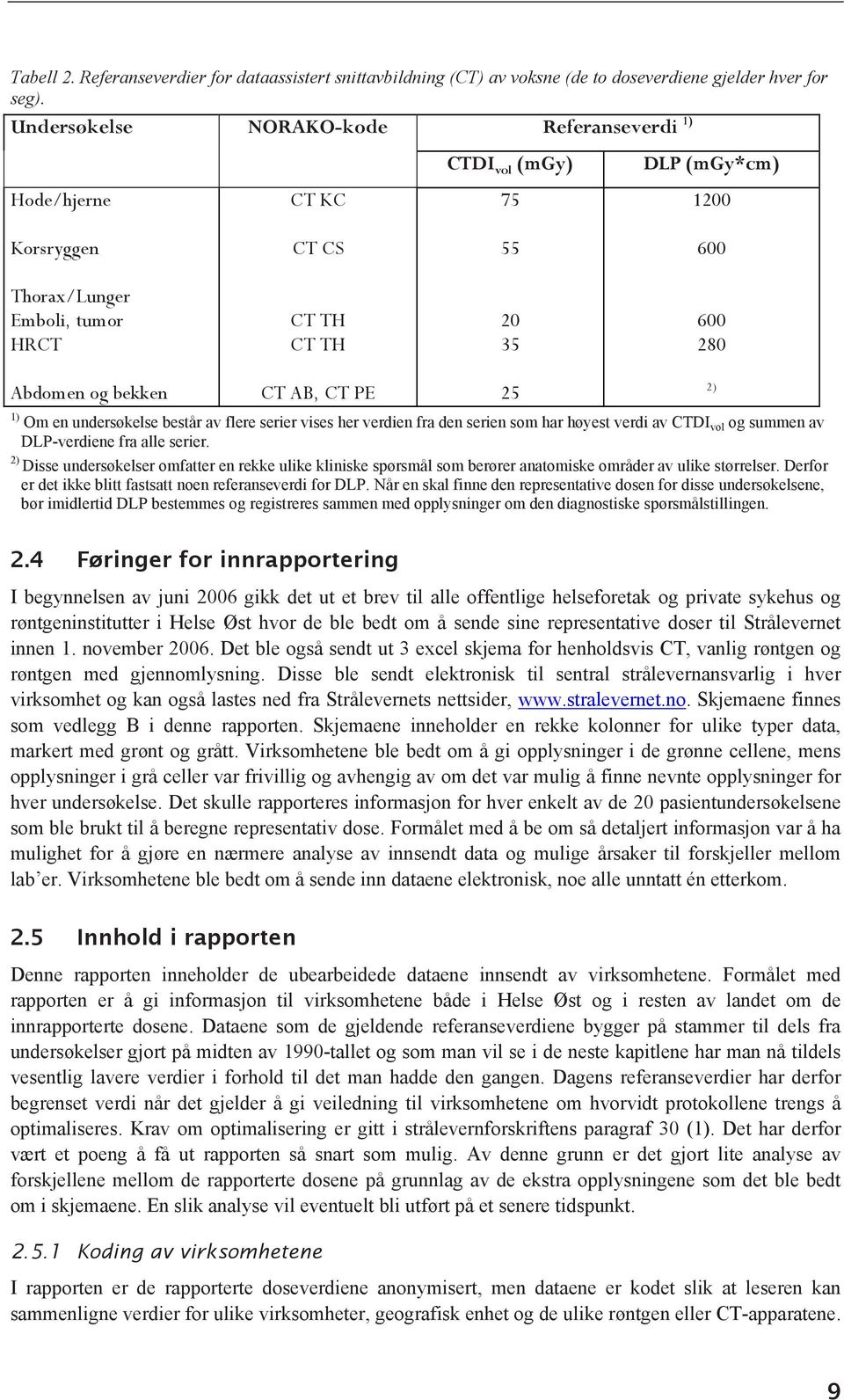 undersøkelse består av flere serier vises her verdien fra den serien som har høyest verdi av CTDI vol og summen av DLP-verdiene fra alle serier.