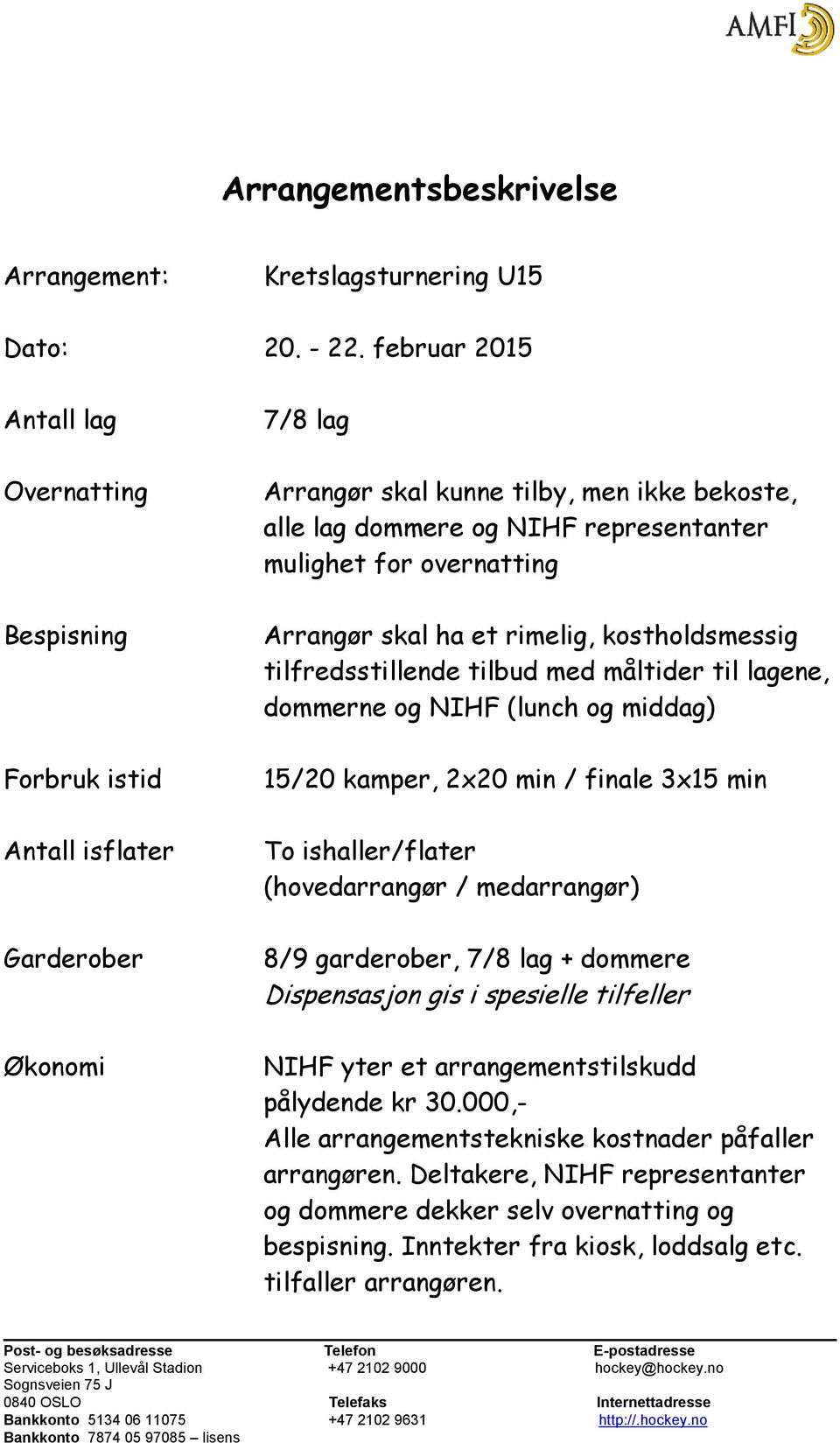 3x15 min To ishaller/flater (hovedarrangør /