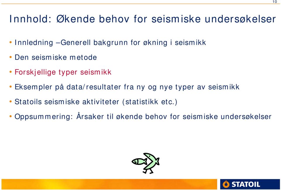 på data/resultater fra ny og nye typer av seismikk Statoils seismiske aktiviteter