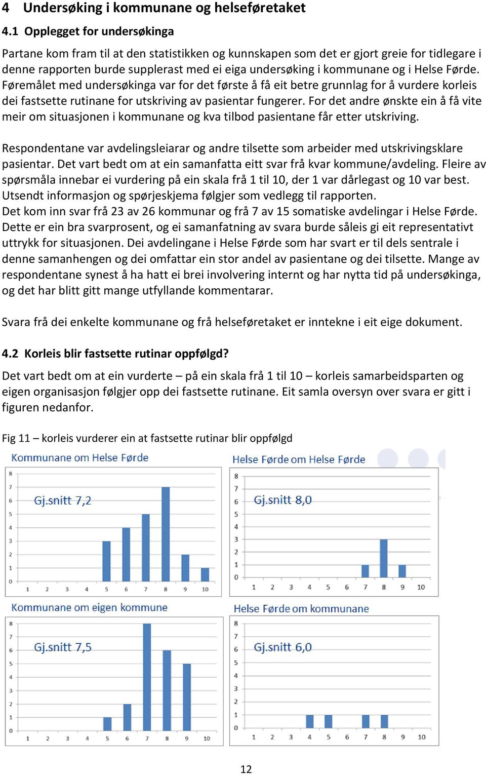 Helse Førde. Føremålet med undersøkinga var for det første å få eit betre grunnlag for å vurdere korleis dei fastsette rutinane for utskriving av pasientar fungerer.