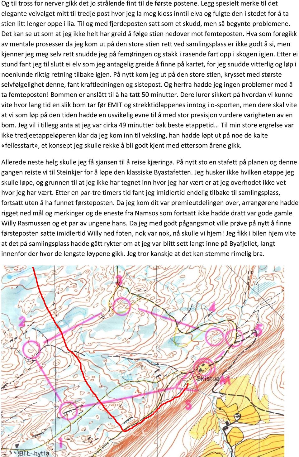 Til og med fjerdeposten satt som et skudd, men så begynte problemene. Det kan se ut som at jeg ikke helt har greid å følge stien nedover mot femteposten.