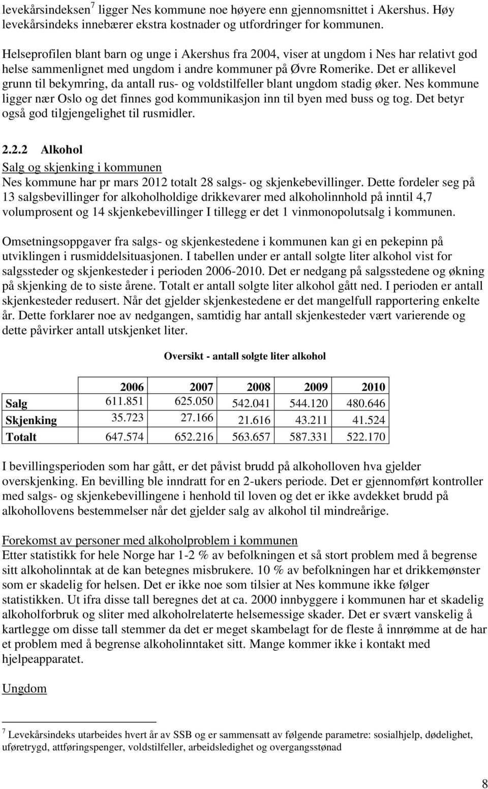 Det er allikevel grunn til bekymring, da antall rus- og voldstilfeller blant ungdom stadig øker. Nes kommune ligger nær Oslo og det finnes god kommunikasjon inn til byen med buss og tog.