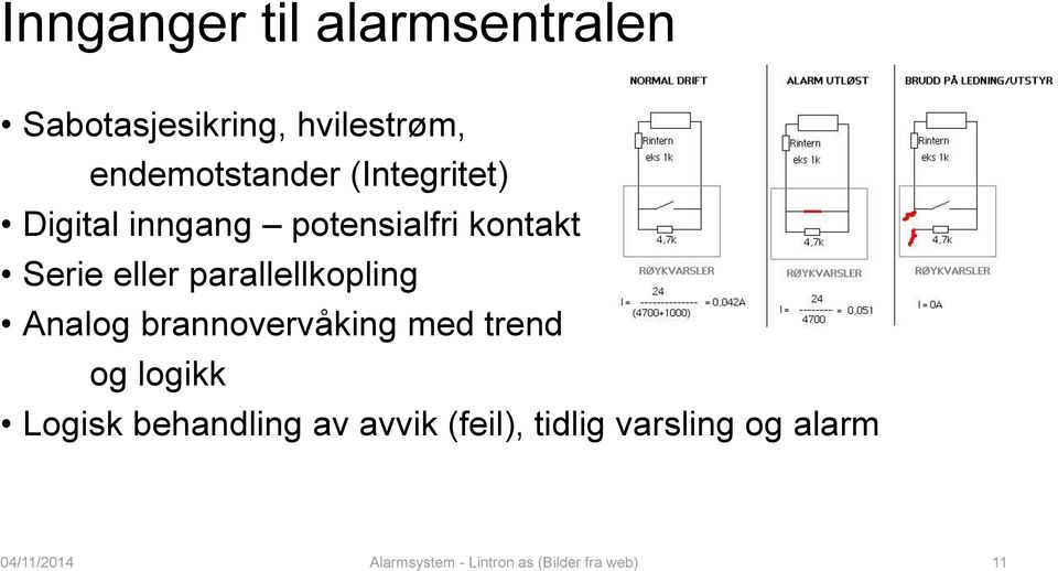 parallellkopling Analog brannovervåking med trend og logikk Logisk