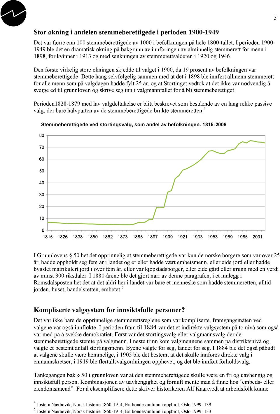 Den første virkelig store økningen skjedde til valget i 1900, da 19 prosent av befolkningen var stemmeberettigede.