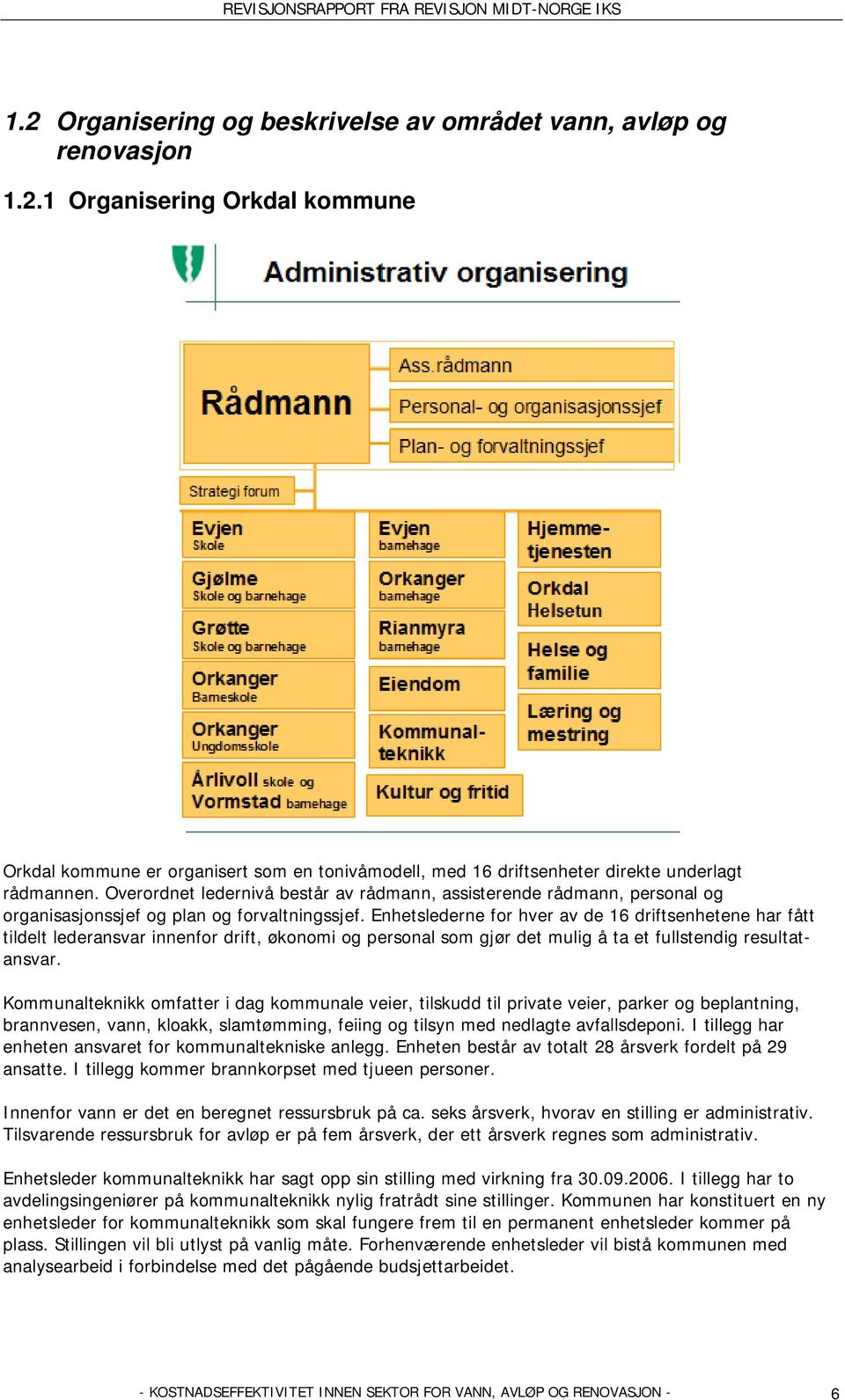 Enhetslederne for hver av de 16 driftsenhetene har fått tildelt lederansvar innenfor drift, økonomi og personal som gjør det mulig å ta et fullstendig resultatansvar.