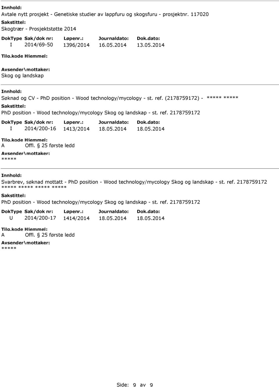 2014 Skog og landskap Søknad og CV - PhD position - Wood technology/mycology - st. ref.