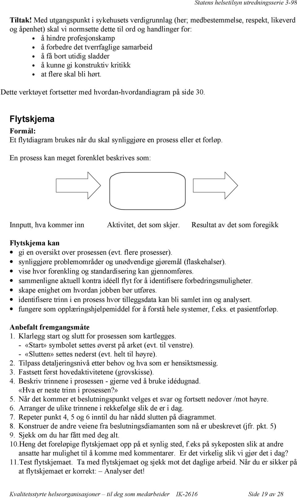 samarbeid å få bort utidig sladder å kunne gi konstruktiv kritikk at flere skal bli hørt. Dette verktøyet fortsetter med hvordan-hvordandiagram på side 30.