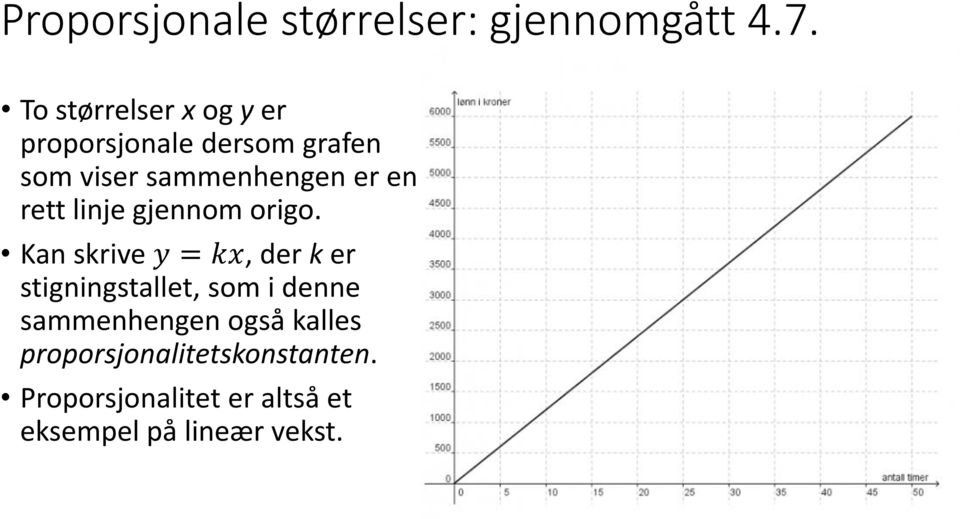 en rett linje gjennom origo.