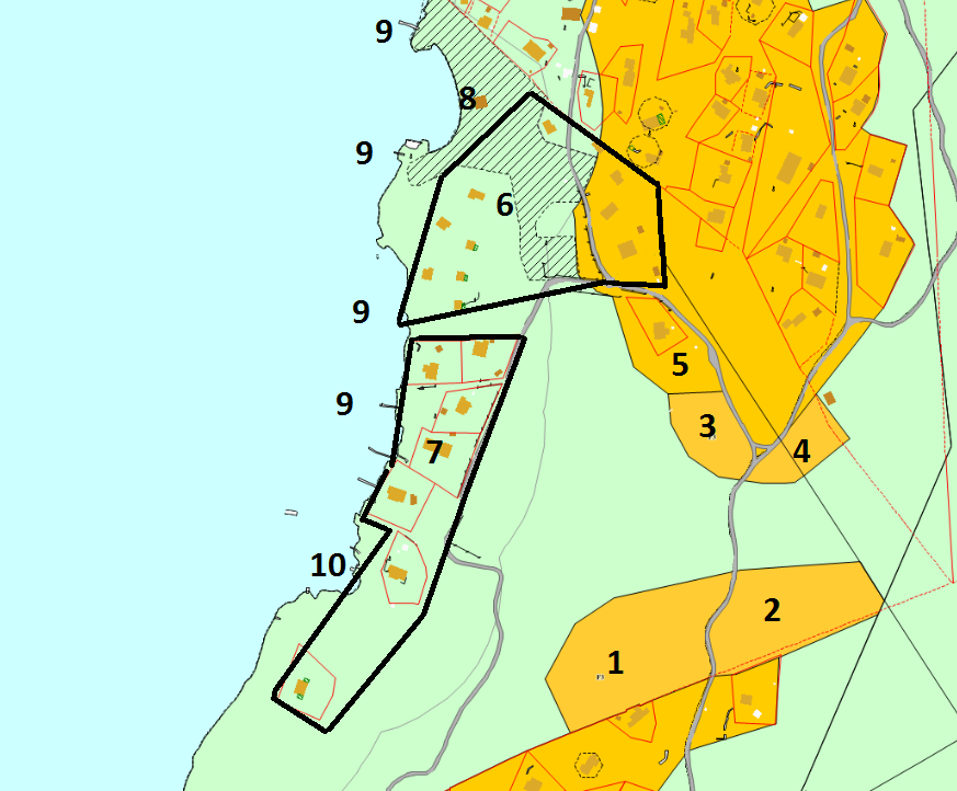 Nedenfor vises et utdrag av gjeldende kommuneplan, med nummer og påfølgende beskrivelse for utvalgte deler av