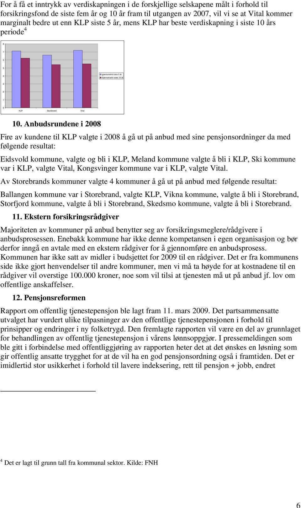 Anbudsrundene i 2008 Fire av kundene til KLP valgte i 2008 å gå ut på anbud med sine pensjonsordninger da med følgende resultat: Eidsvold kommune, valgte og bli i KLP, Meland kommune valgte å bli i