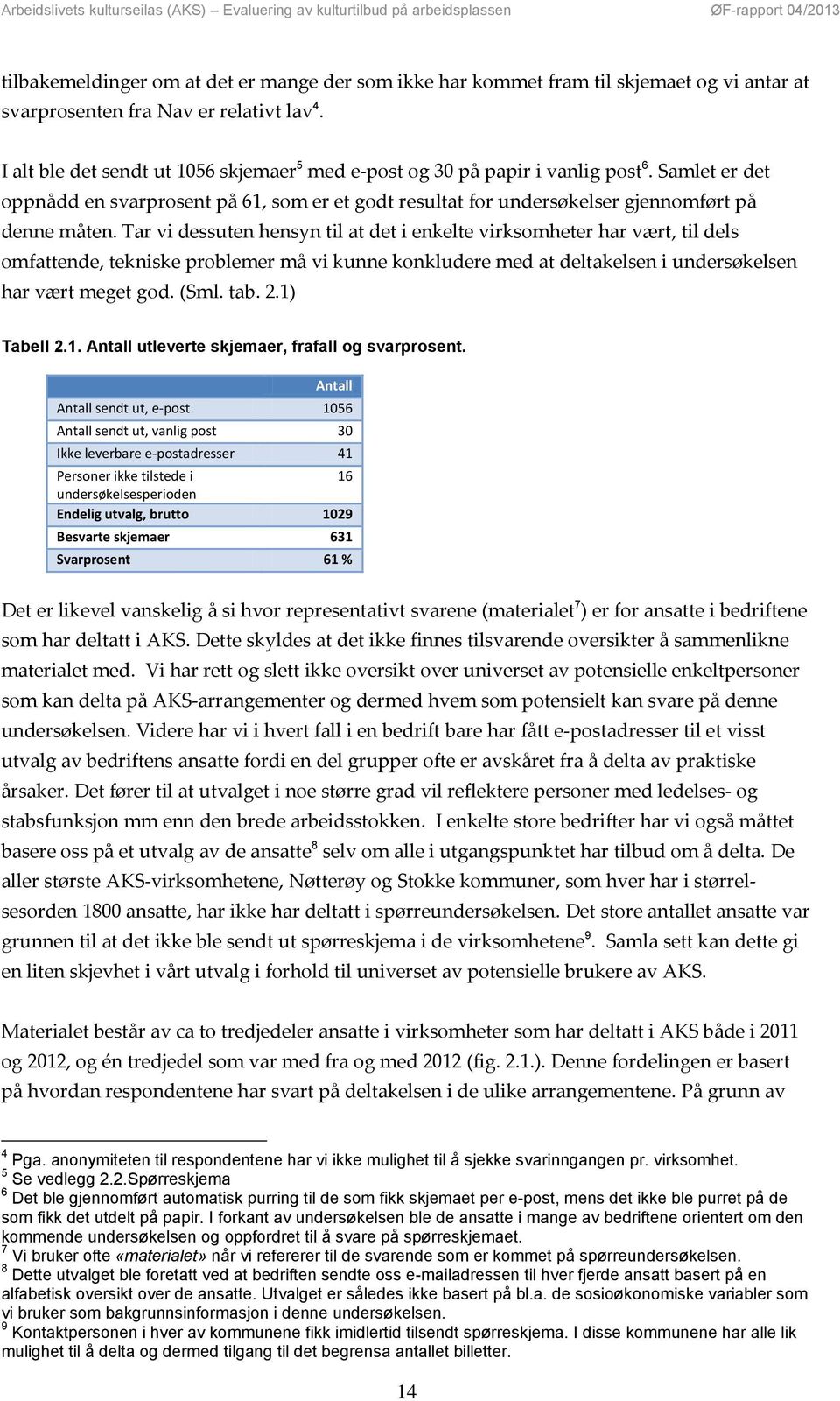 Tar vi dessuten hensyn til at det i enkelte virksomheter har vært, til dels omfattende, tekniske problemer må vi kunne konkludere med at deltakelsen i undersøkelsen har vært meget god. (Sml. tab. 2.