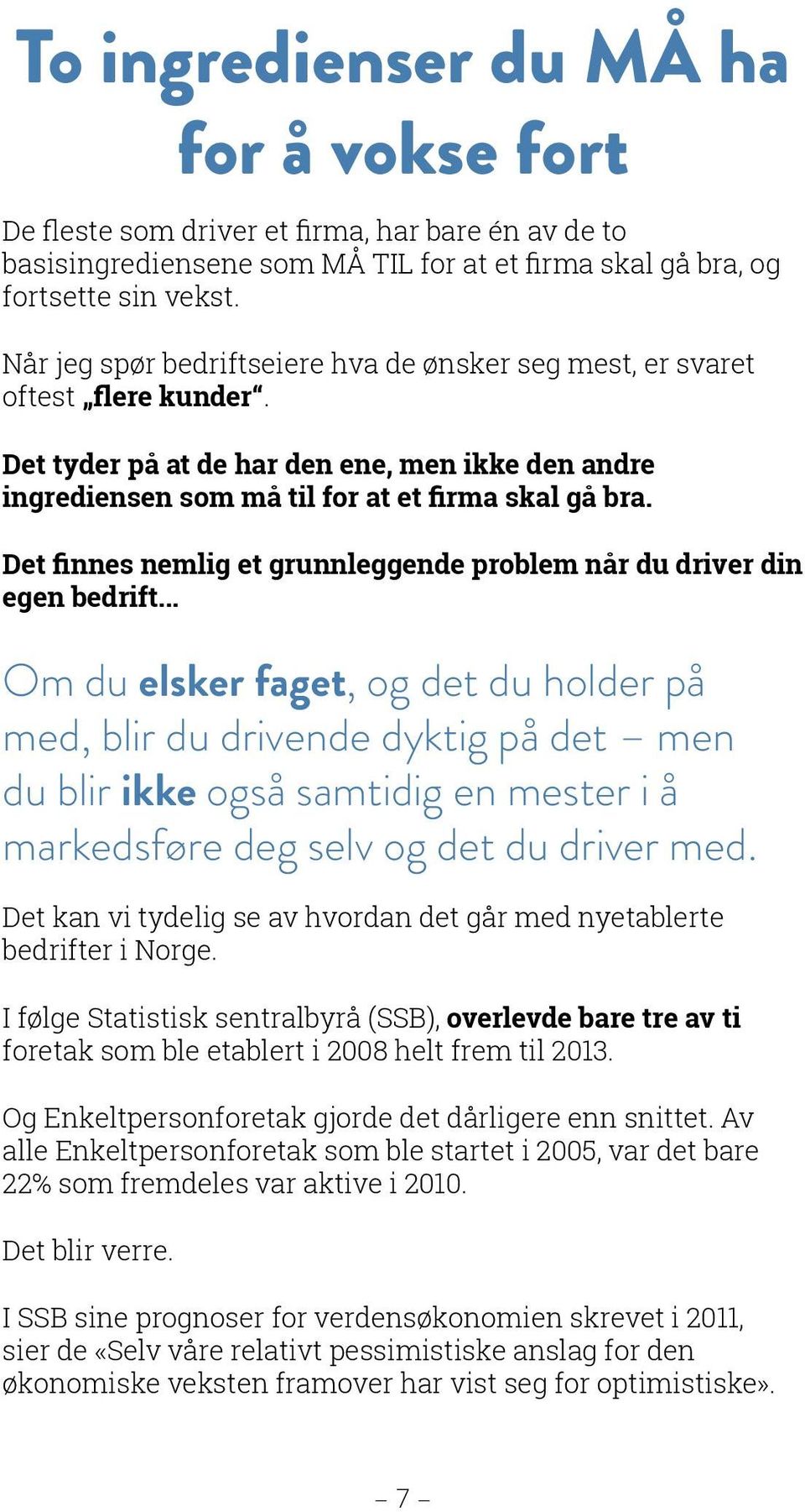 Det finnes nemlig et grunnleggende problem når du driver din egen bedrift.