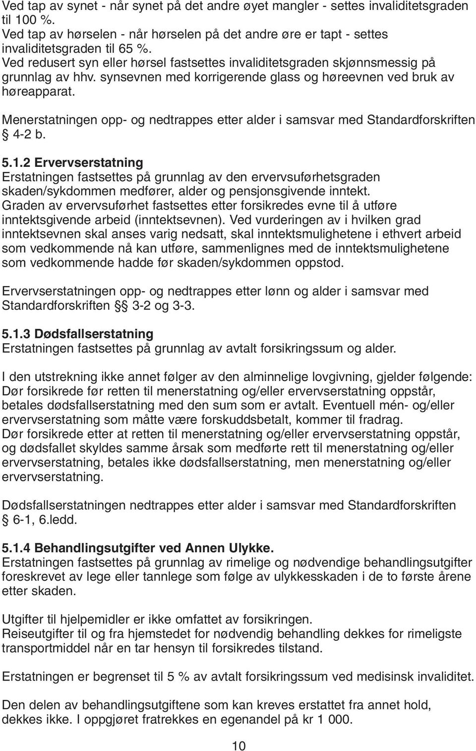 Menerstatningen opp- og nedtrappes etter alder i samsvar med Standardforskriften 4-2 b. 5.1.