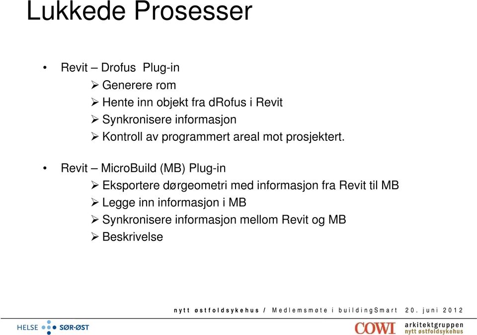 Revit MicroBuild (MB) Plug-in Eksportere dørgeometri med informasjon fra Revit