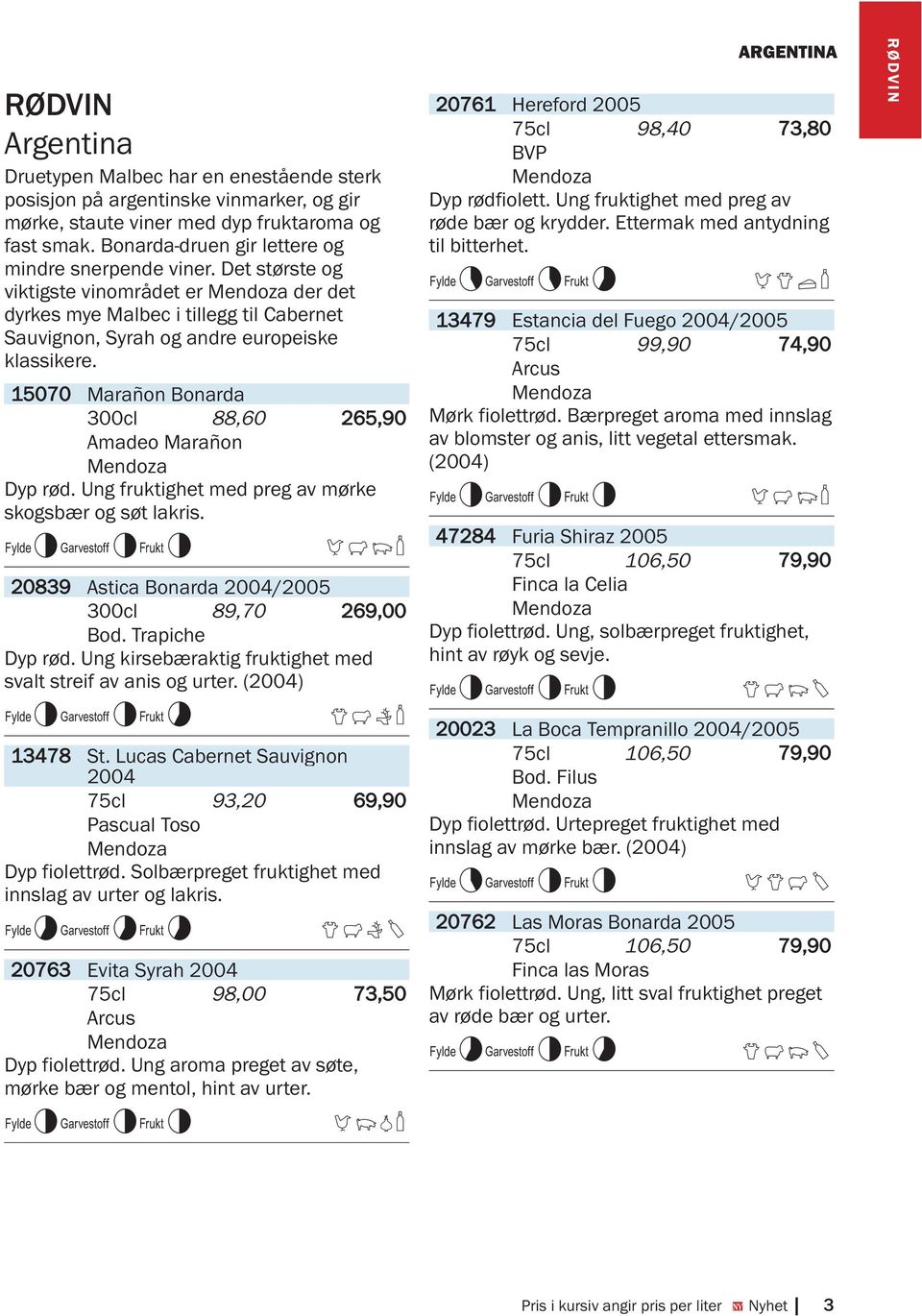 15070 Marañon Bonarda 300cl 88,60 265,90 Amadeo Marañon Mendoza Dyp rød. Ung fruktighet med preg av mørke skogsbær og søt lakris. K6L6M6 DFQX 20839 Astica Bonarda 2004/2005 300cl 89,70 269,00 Bod.