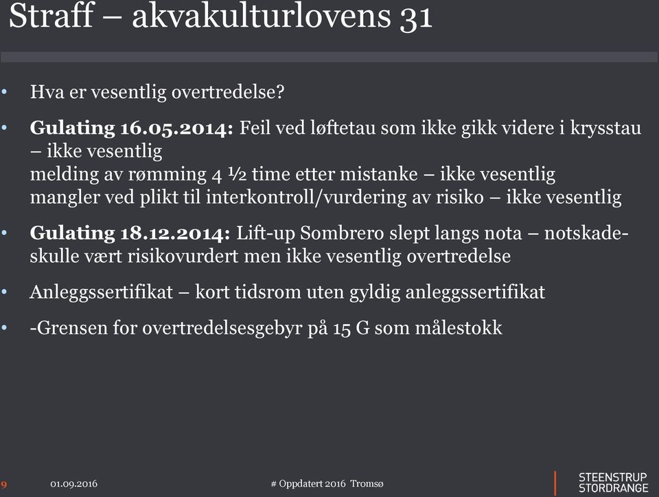 vesentlig mangler ved plikt til interkontroll/vurdering av risiko ikke vesentlig Gulating 18.12.