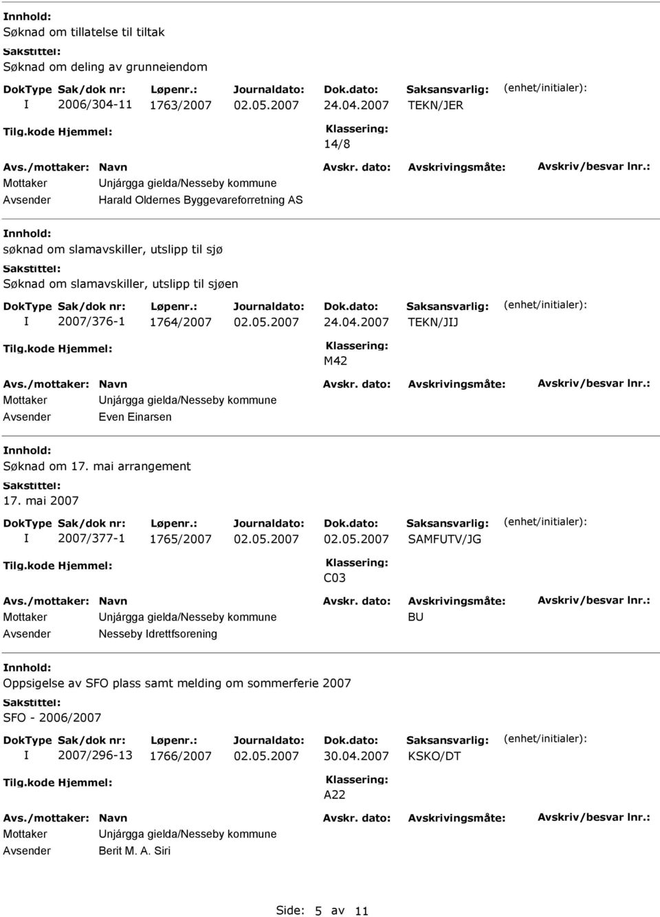 2007 TEKN/JER 14/8 Harald Oldernes Byggevareforretning AS nnhold: søknad om slamavskiller, utslipp til sjø Søknad om slamavskiller, utslipp