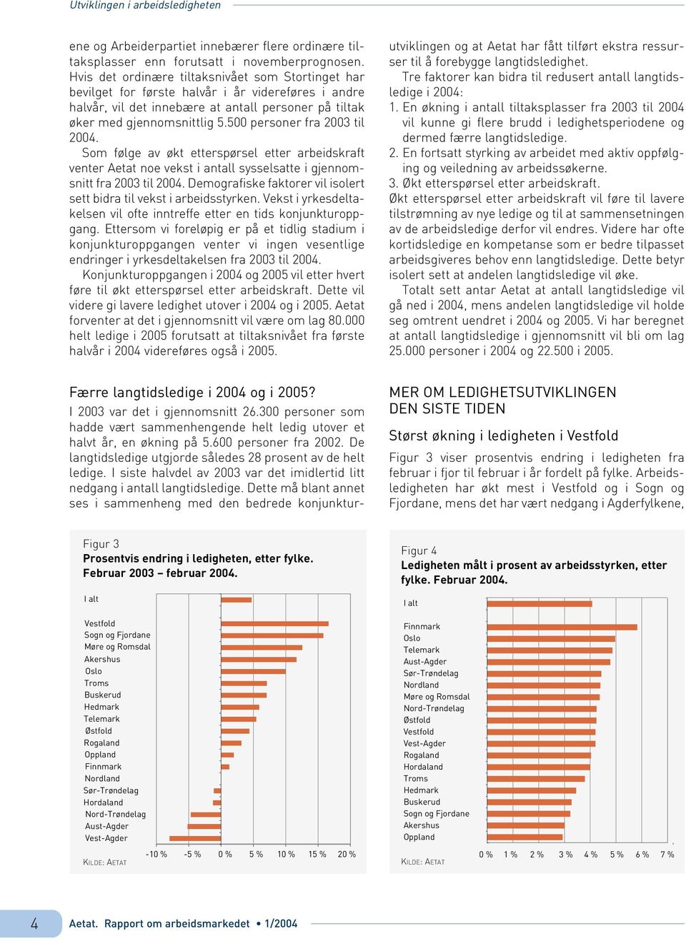 500 personer fra 2003 til 2004. Som følge av økt etterspørsel etter arbeidskraft venter Aetat noe vekst i antall sysselsatte i gjennomsnitt fra 2003 til 2004.