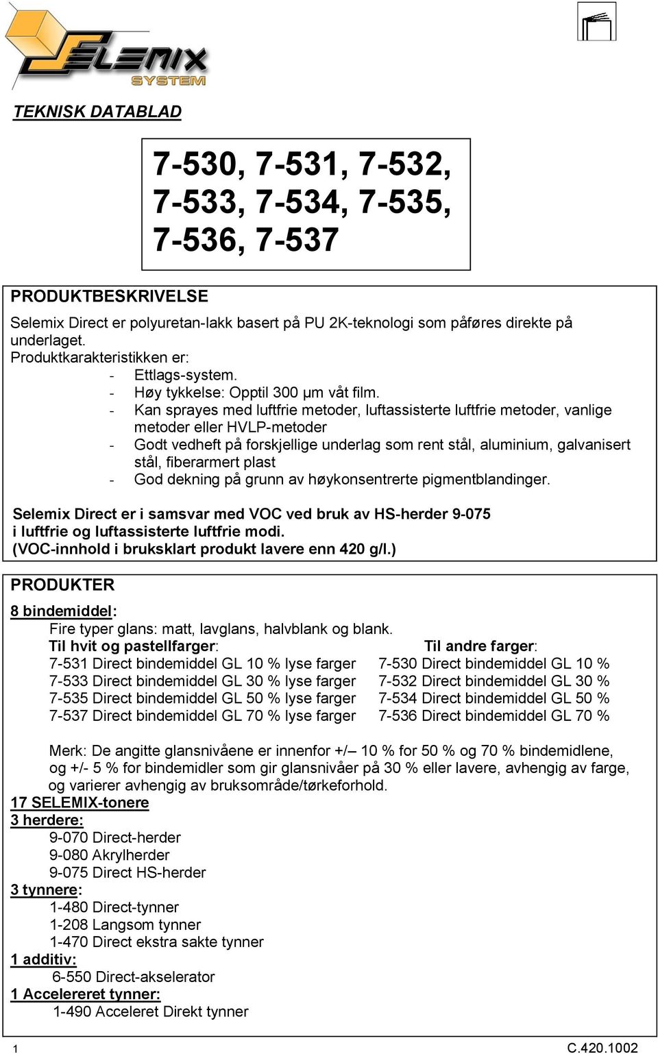 - Kan sprayes med luftfrie metoder, luftassisterte luftfrie metoder, vanlige metoder eller HVLP-metoder - Godt vedheft på forskjellige underlag som rent stål, aluminium, galvanisert stål, fiberarmert