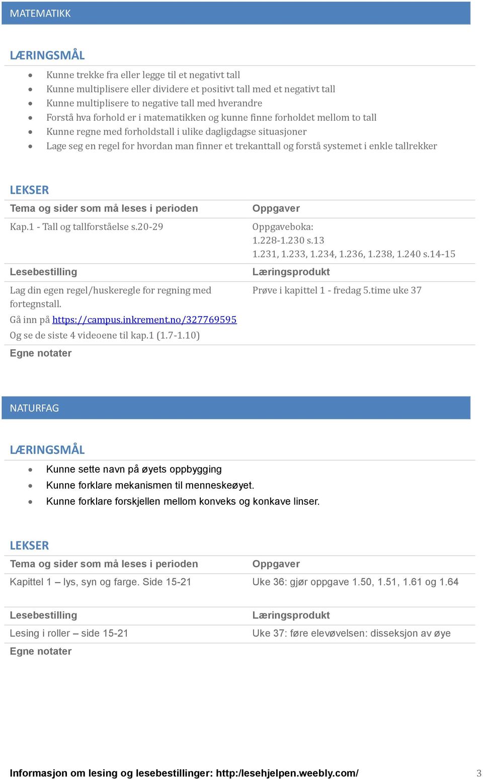 systemet i enkle tallrekker Kap.1 - Tall og tallforsta else s.20-29 Lag din egen regel/huskeregle for regning med fortegnstall. Ga inn pa https://campus.inkrement.