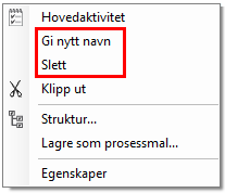 3. Utforskeren ser nå slik ut: Ønsker du å slette eller døpe om noen av prosessene, pek på teksten og trykk høyre museknapp: Velg Slett eller Gi nytt navn.