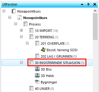 Stolper 1. Gå nederst til objekter i utforskeren igjen. Pek på Objekttype StolpeForLedning og velg Vis i 3D.