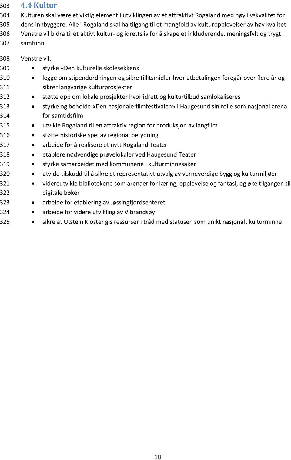 Alle i Rogaland skal ha tilgang til et mangfold av kulturopplevelser av høy kvalitet. Venstre vil bidra til et aktivt kultur- og idrettsliv for å skape et inkluderende, meningsfylt og trygt samfunn.