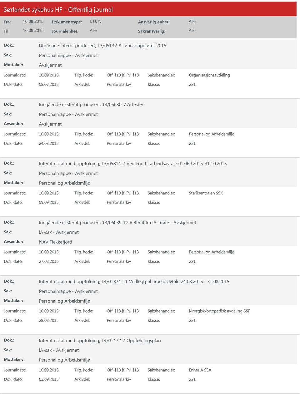 09.2015 Arkivdel: Personalarkiv Inngående eksternt produsert, 13/06039-12 Referat fra IA-møte - IA-sak - NAV Flekkefjord Dok. dato: 27.08.