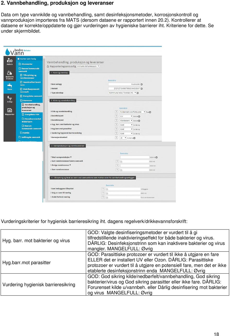 Vurderingskriterier for hygienisk barri