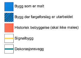 For å oppnå dette er det utarbeidet en Fargeplan som tar for seg alle bygningene innefor fokusområde.