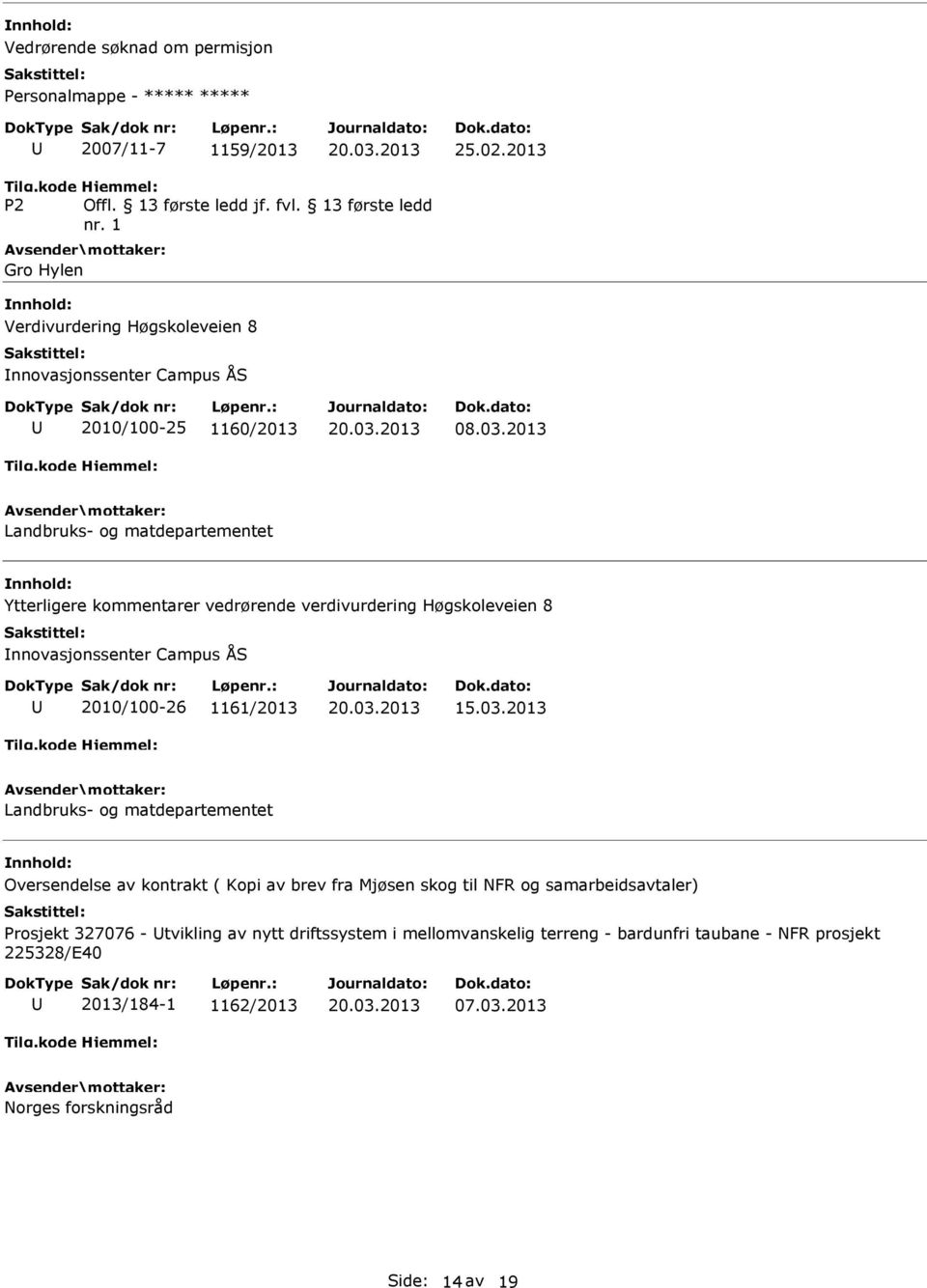 2013 Landbruks- og matdepartementet Ytterligere kommentarer vedrørende verdivurdering Høgskoleveien 8 nnovasjonssenter Campus ÅS 2010/100-26 1161/2013 Landbruks- og