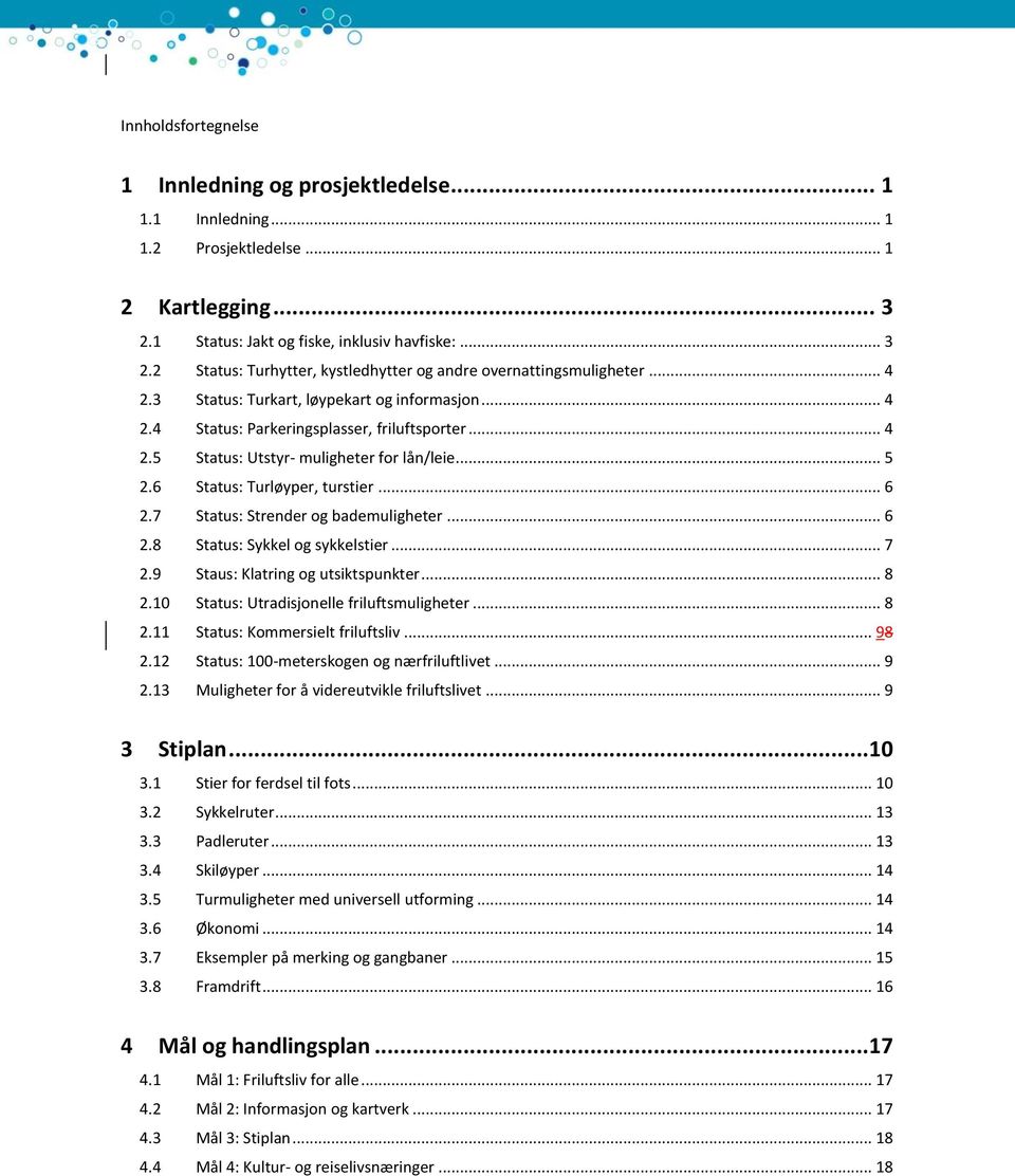 7 Status: Strender og bademuligheter... 6 2.8 Status: Sykkel og sykkelstier... 7 2.9 Staus: Klatring og utsiktspunkter... 8 2.10 Status: Utradisjonelle friluftsmuligheter... 8 2.11 Status: Kommersielt friluftsliv.