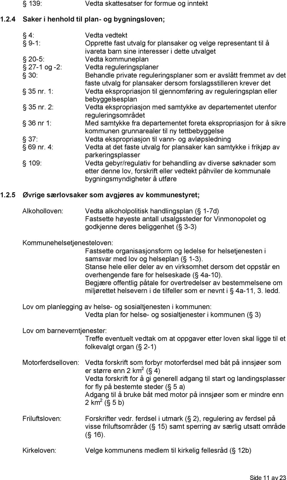 kommuneplan 27-1 og -2: Vedta reguleringsplaner 30: Behandle private reguleringsplaner som er avslått fremmet av det faste utvalg for plansaker dersom forslagsstilleren krever det 35 nr.