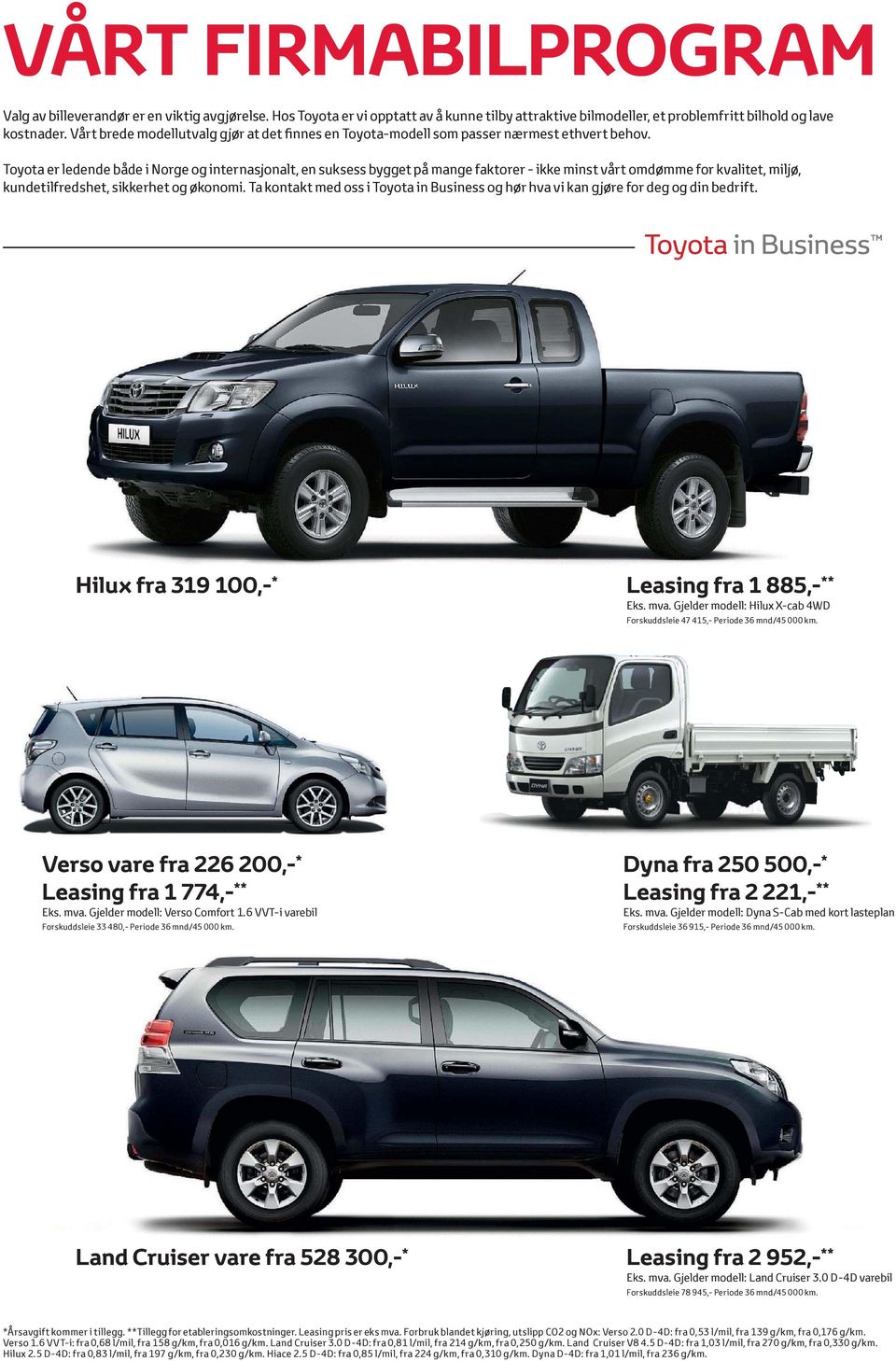 ToyotaerledendebådeiNorgeoginternasjonalt,ensuksessbyggetpåmangefaktorer-ikkeminstvårtomdømmeforkvalitet,miljø, kundetilfredshet,sikkerhetogøkonomi.