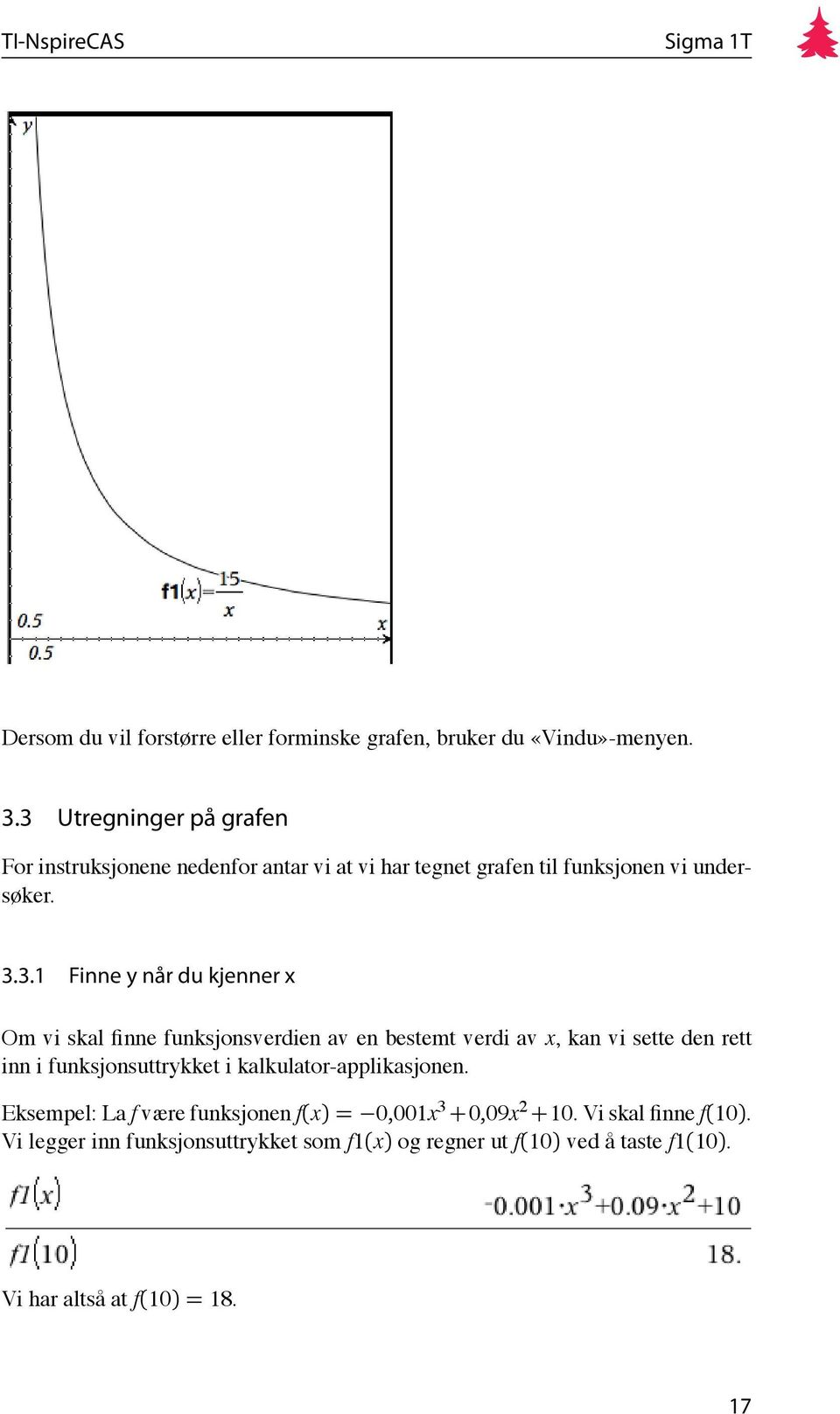 kjenner x Om vi skal finne funksjonsverdien av en bestemt verdi av x, kan vi sette den rett inn i funksjonsuttrykket i