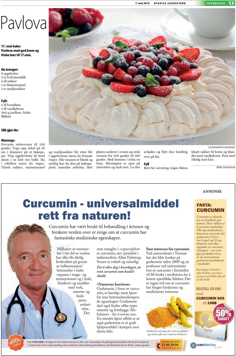 kake: Pavlova med god krem og friske bær til 17.mai.