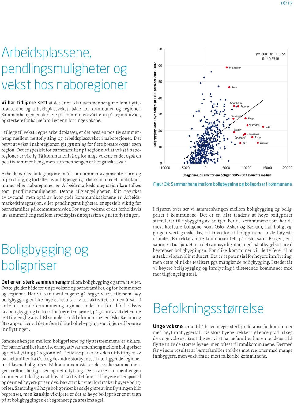 I tillegg til vekst i egne arbeidsplasser, er det også en positiv sammenheng mellom nettoflytting og arbeidsplassvekst i naboregioner.