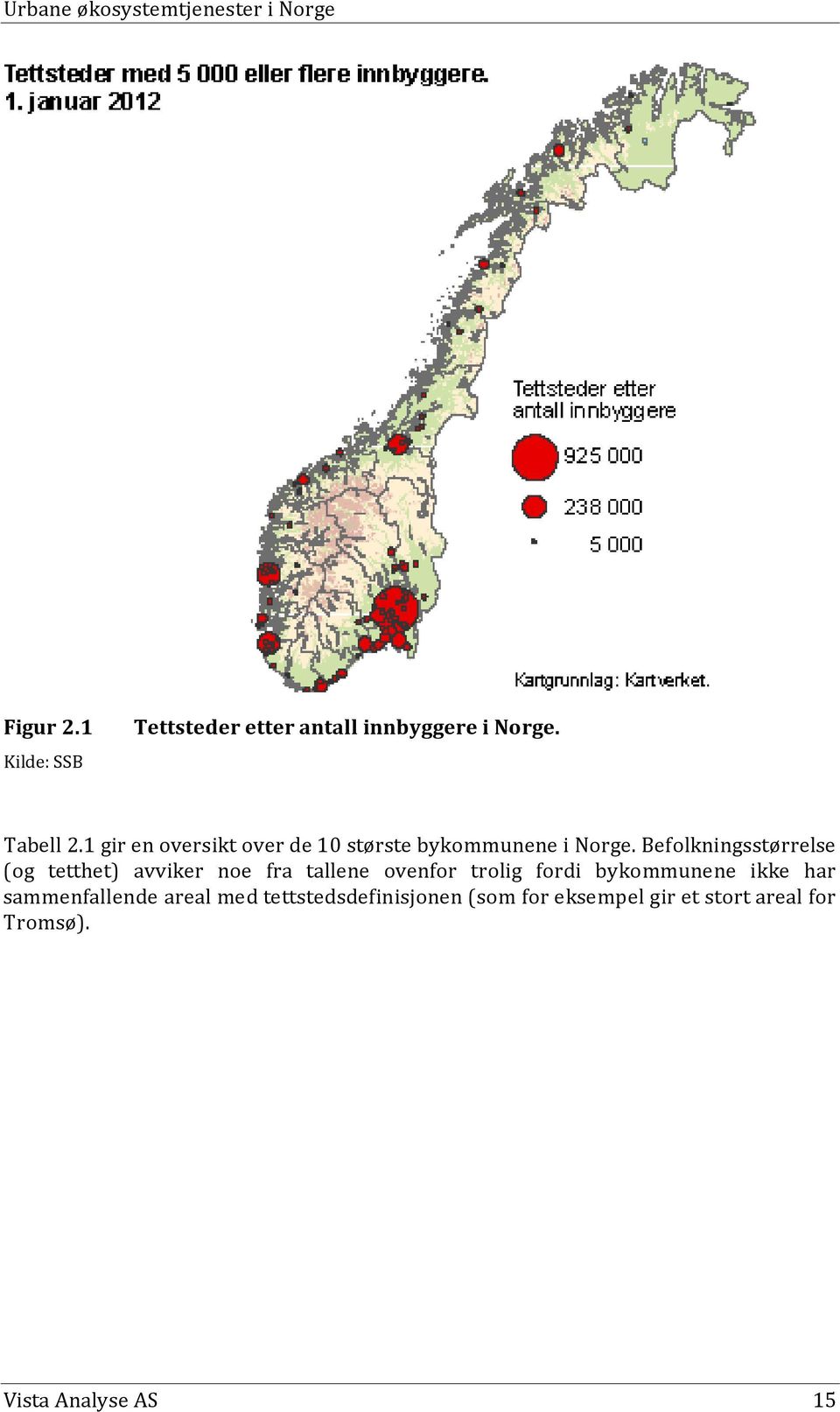 Befolkningsstørrelse (og tetthet) avviker noe fra tallene ovenfor trolig fordi