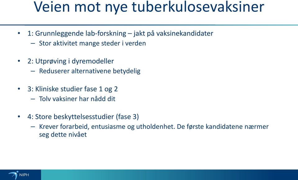 betydelig 3: Kliniske studier fase 1 og 2 Tolv vaksiner har nådd dit 4: Store