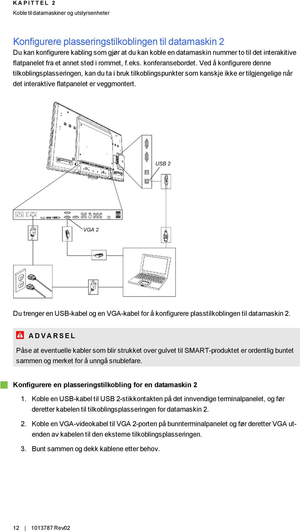 Ved å konfigurere denne tilkoblingsplasseringen, kan du ta i bruk tilkoblingspunkter som kanskje ikke er tilgjengelige når det interaktive flatpanelet er veggmontert.