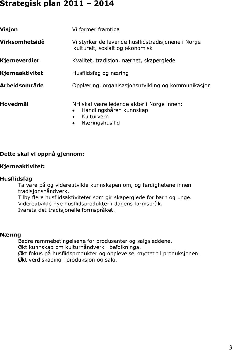 Næringshusflid Dette skal vi oppnå gjennom: Kjerneaktivitet: Husflidsfag Ta vare på og videreutvikle kunnskapen om, og ferdighetene innen tradisjonshåndverk.